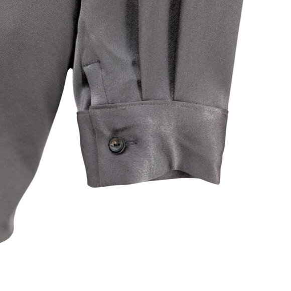 RTW Charleston Satin Blouse Womens Pewter Grey Long Sleeve Button Front Size XXL - Picture 9 of 10